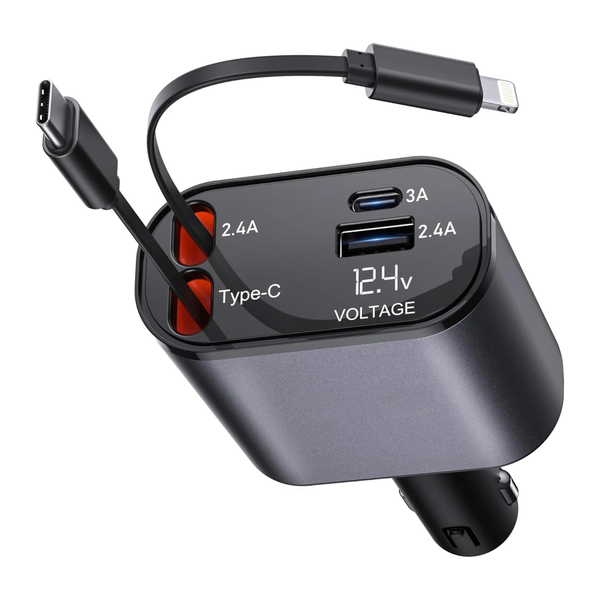 120W 4-In-1 Retractable Car Charger - Image 2