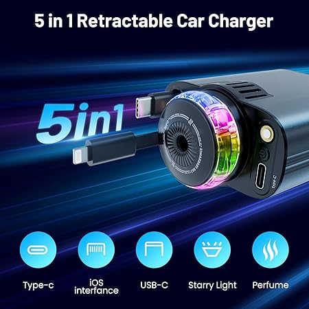 Starlight Retractable Car Charger with Aromatherapy - Image 3